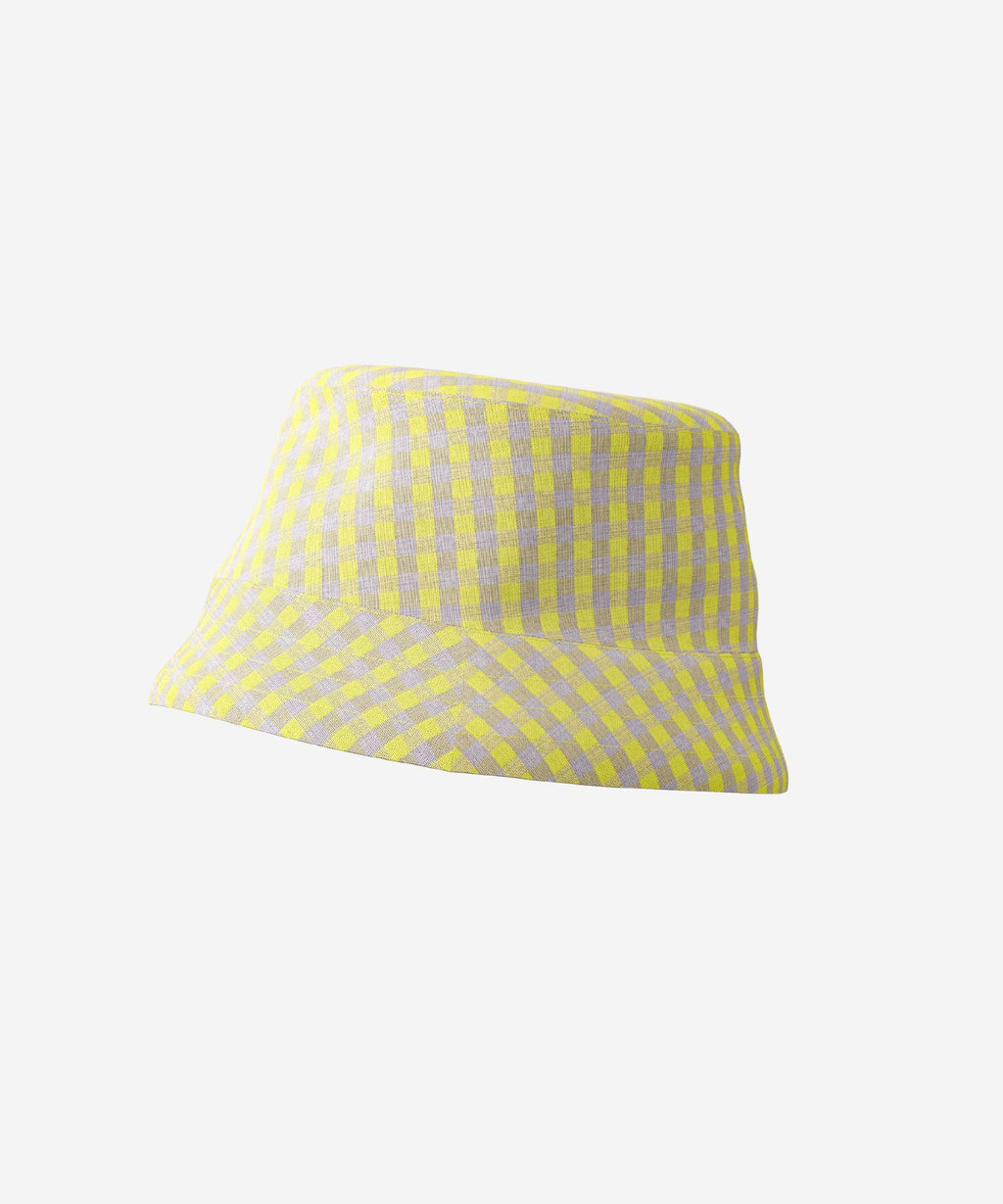 Bucket Hat – Organic Linen Cotton – Vichy Yellow
