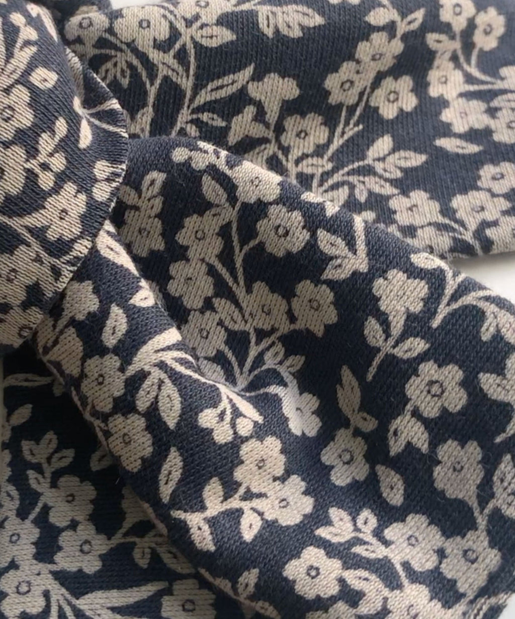 Baby Hattie Knot Bow Wrap – Chicory Floral / Navy  – 100% Organic Cotton Colored Organics