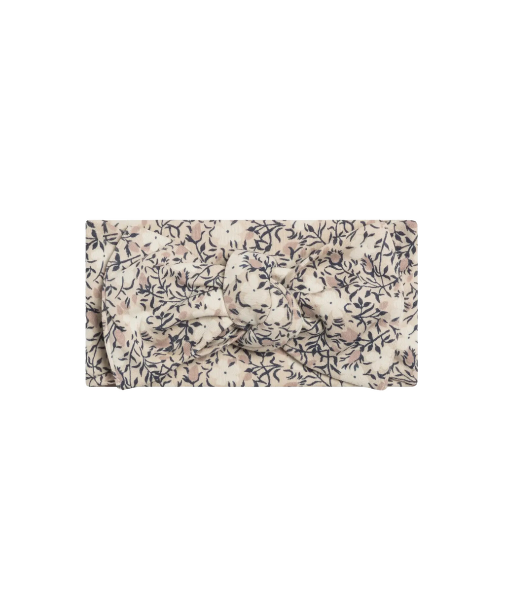 Baby Knot Bow Wrap – Verbena Floral / Wren Navy  – 100% Organic Cotton Colored Organics