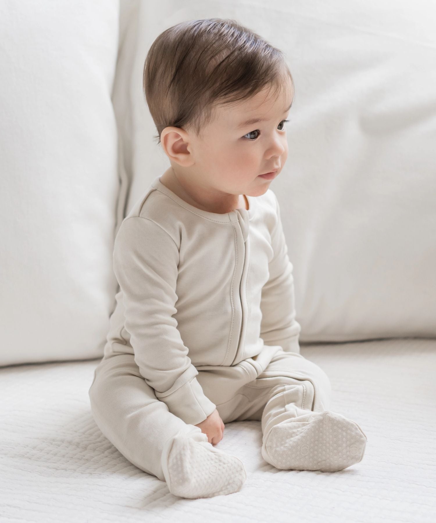 Footed Sleeper with Zipper – Mist – 100% Organic Cotton Colored Organics