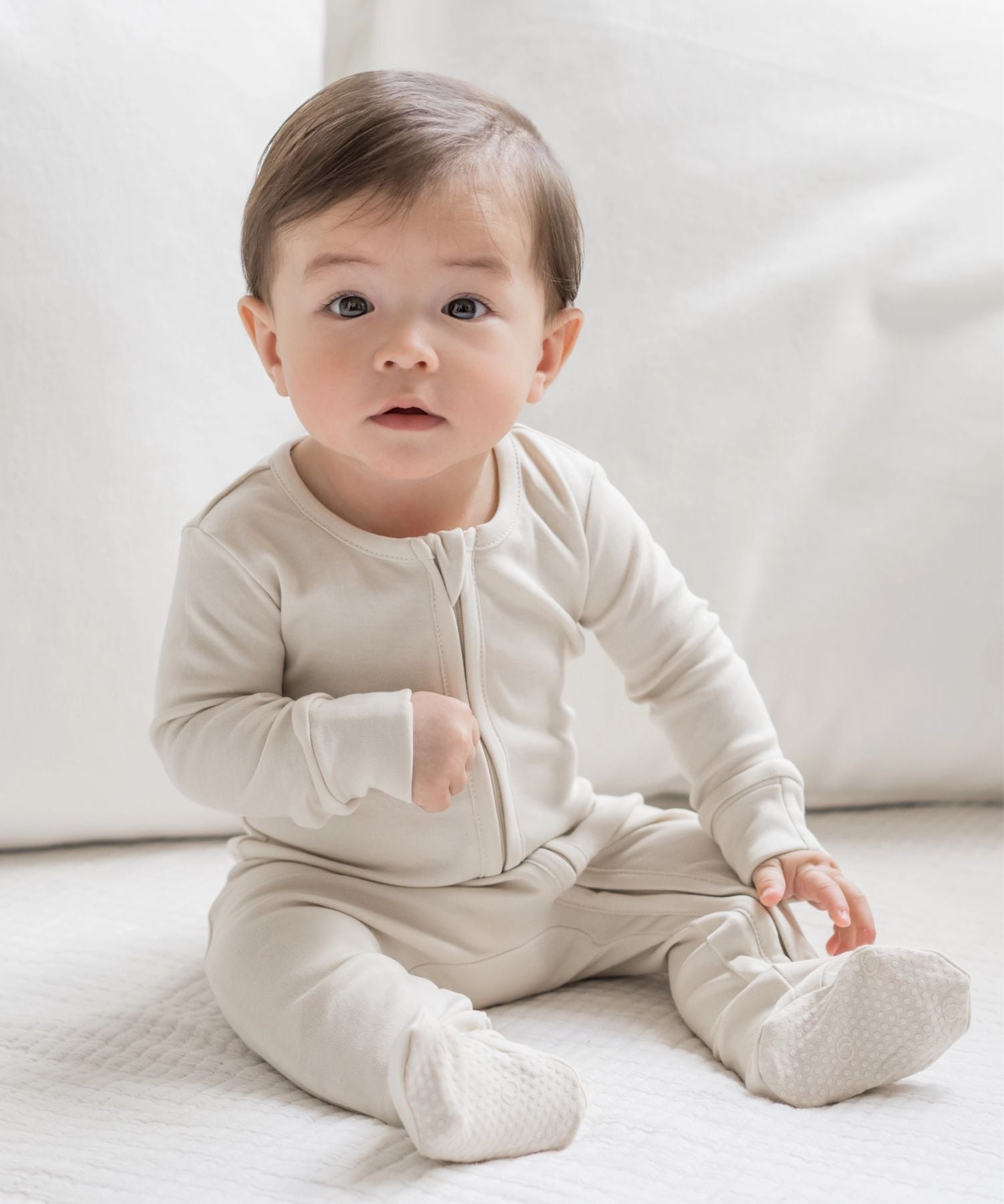 Footed Sleeper with Zipper – Ivory – 100% Organic Cotton Colored Organics