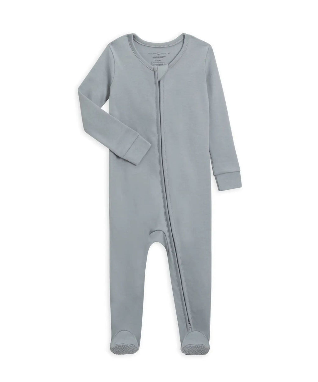 Footed Sleeper with Zipper – Mist – 100% Organic Cotton Colored Organics