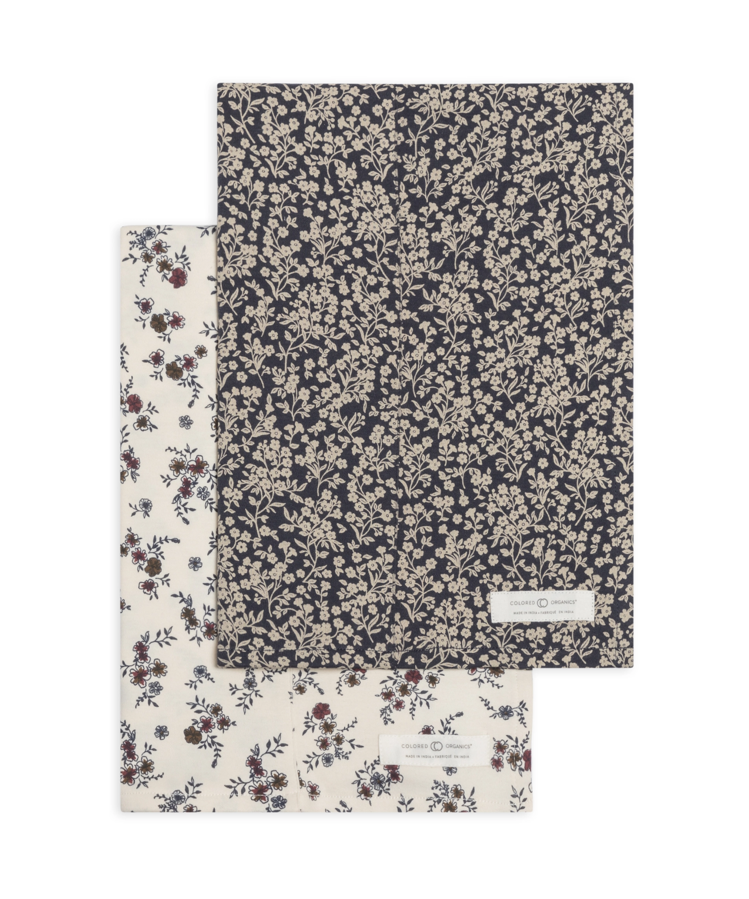 Burp Cloths (2 pack) – Poppy + Chicory Floral Colored Organics