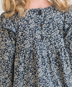 Mika Ruffle Long Sleeve Dress – Chicory Floral / Navy – 100% Organic Cotton Colored Organics
