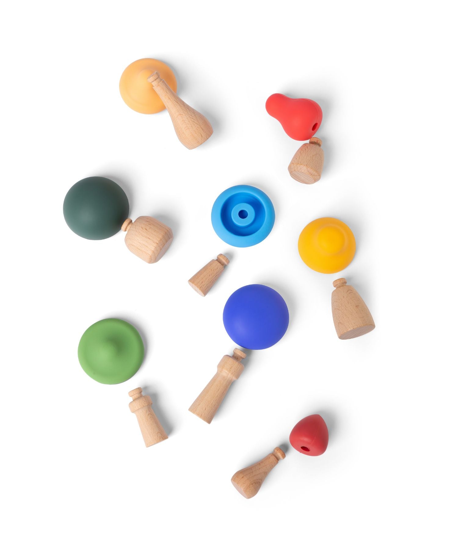 Soft Toys – Colourful Mushrooms – Wood & Silicone – 12-Piece Set Little L Toys