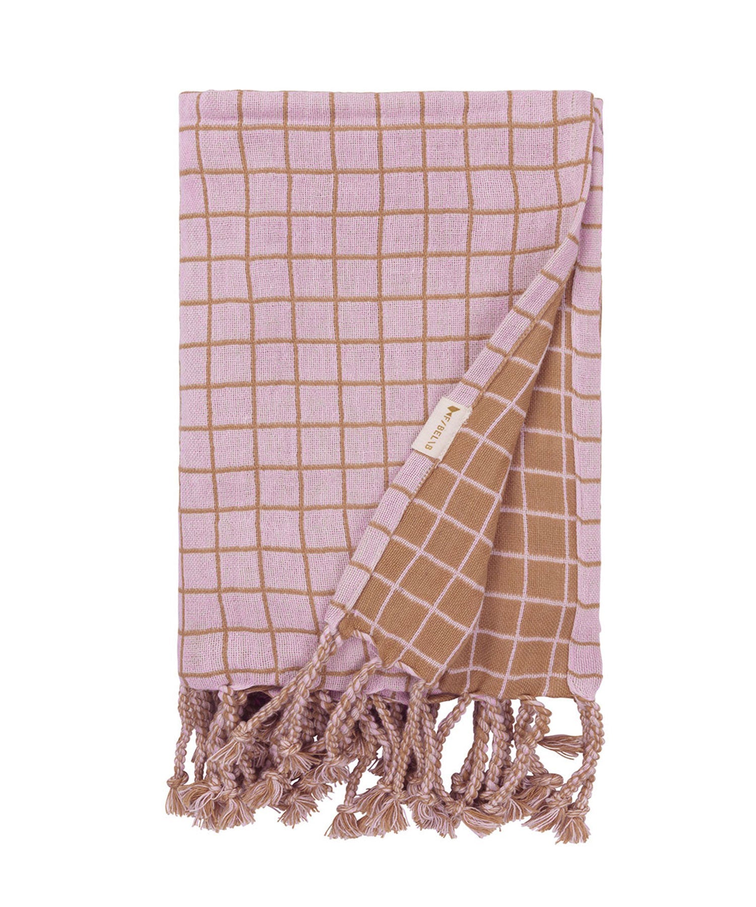 Baby Blanket - Organic Cotton - Grid - Lilac Caramel Fabelab