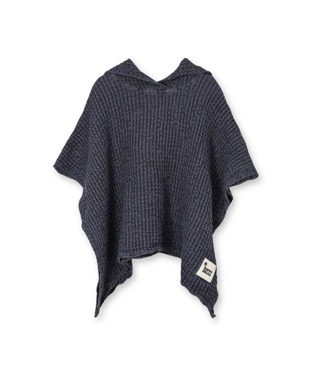 Waffle Bathing Poncho for All Seasons – Blueberry – Linen & Cotton Happymess