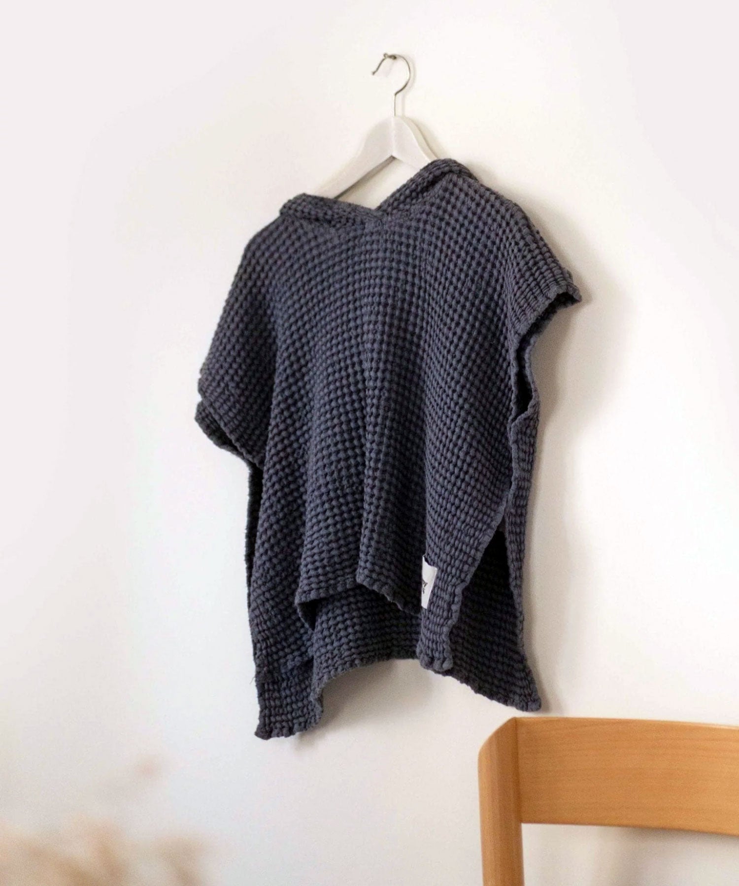 Waffle Bathing Poncho for All Seasons – Blueberry – Linen & Cotton Happymess