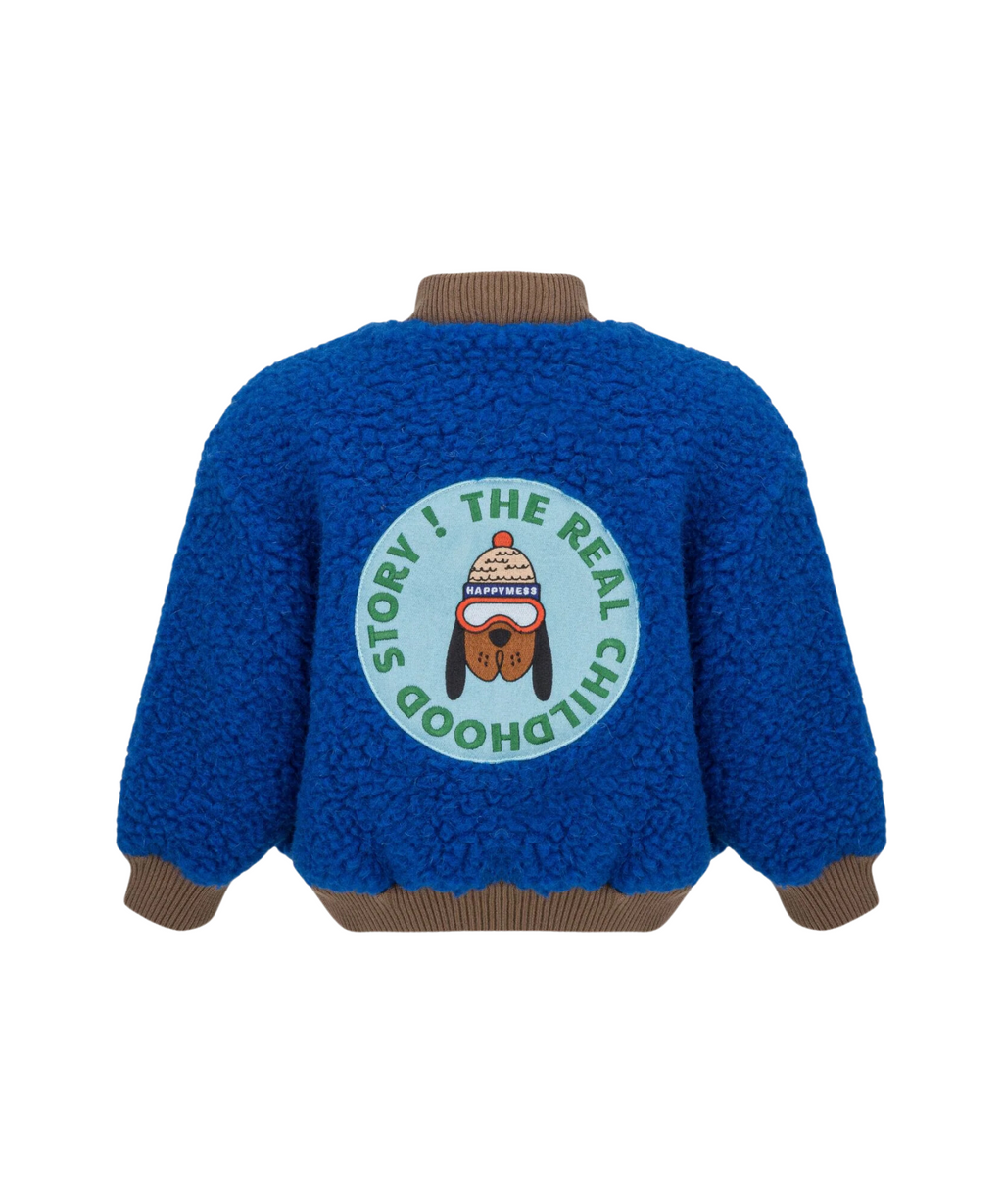 Merino Bomber Jacket – Blue – 100% Merino Wool Happymess