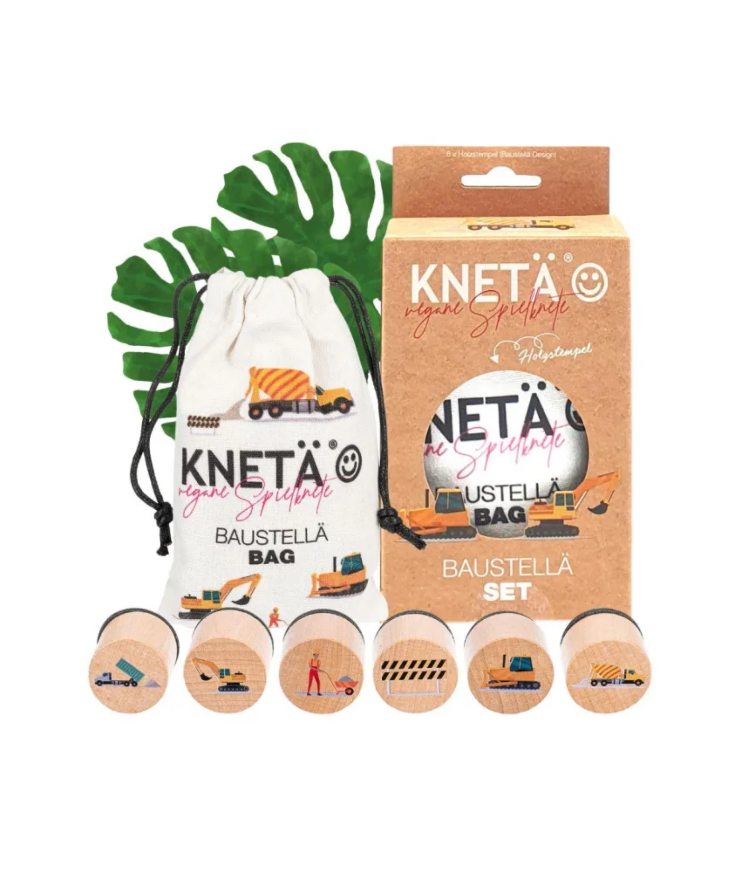 Knetä® – Wooden Stamp Set – Construction Site "Baustellä" Knetä