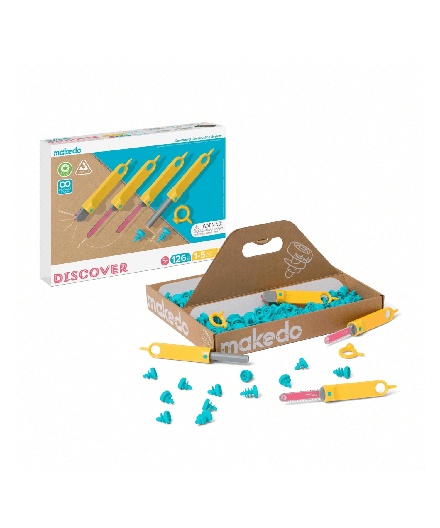 Makedo Discover Kit – Construction Toy of 126 pcs Makedo