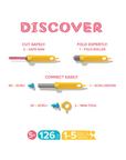 Makedo Discover – Kit di Costruzione da 126 pezzi