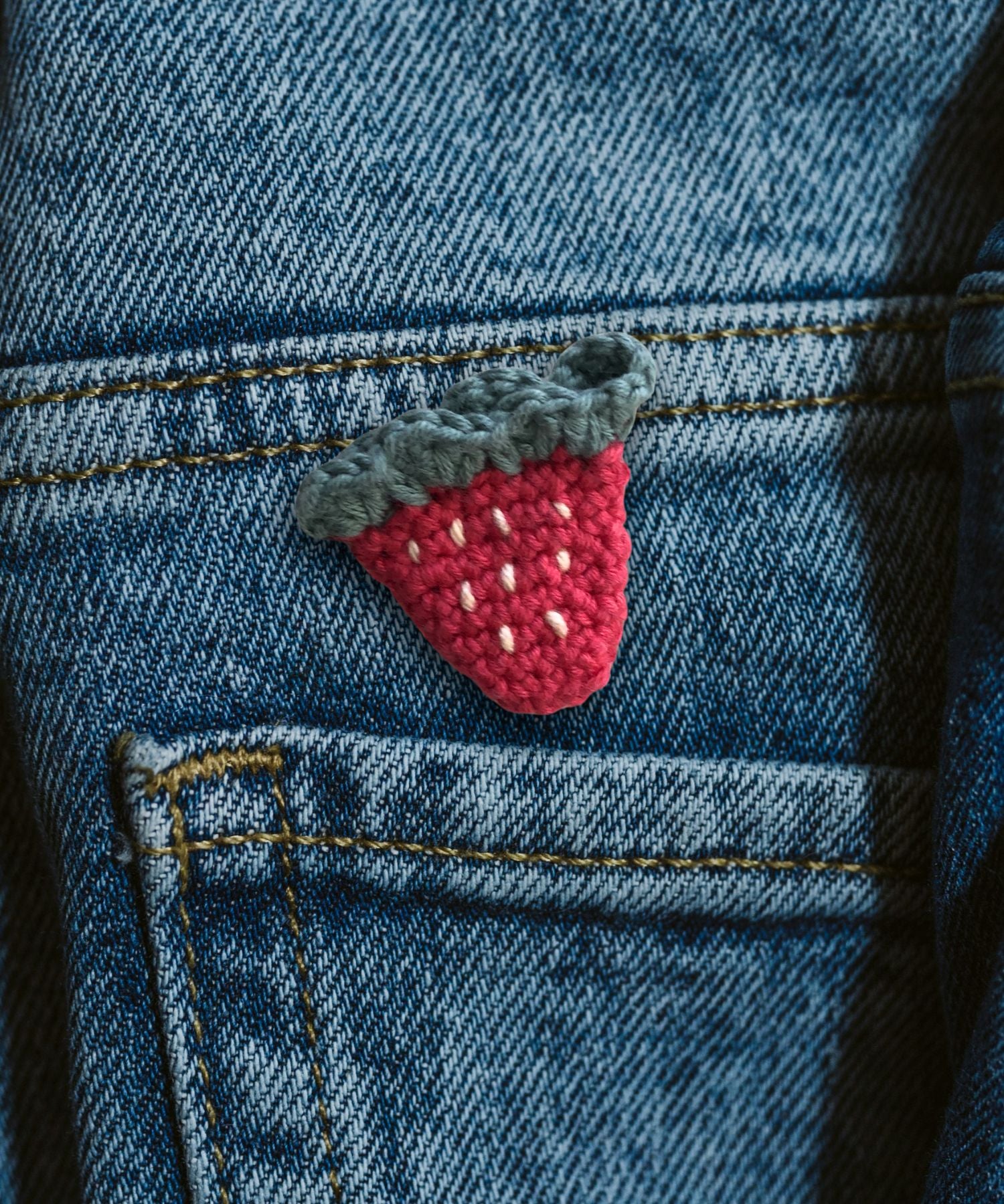 Strawberry Crochet Brooch