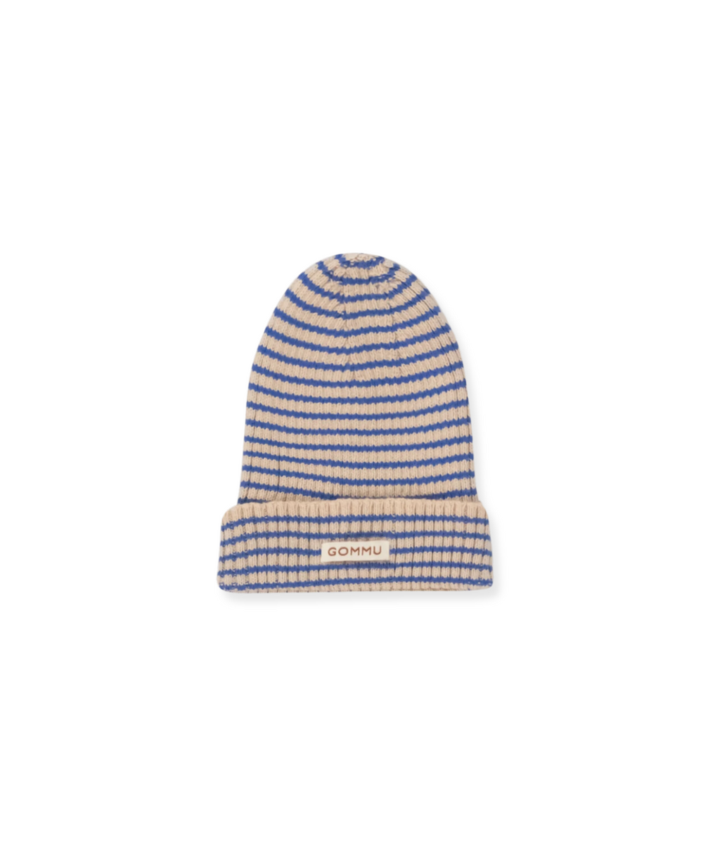 Gommu Big Stripes Beanie – Light Cream / Blue French Stripes We are Gommu