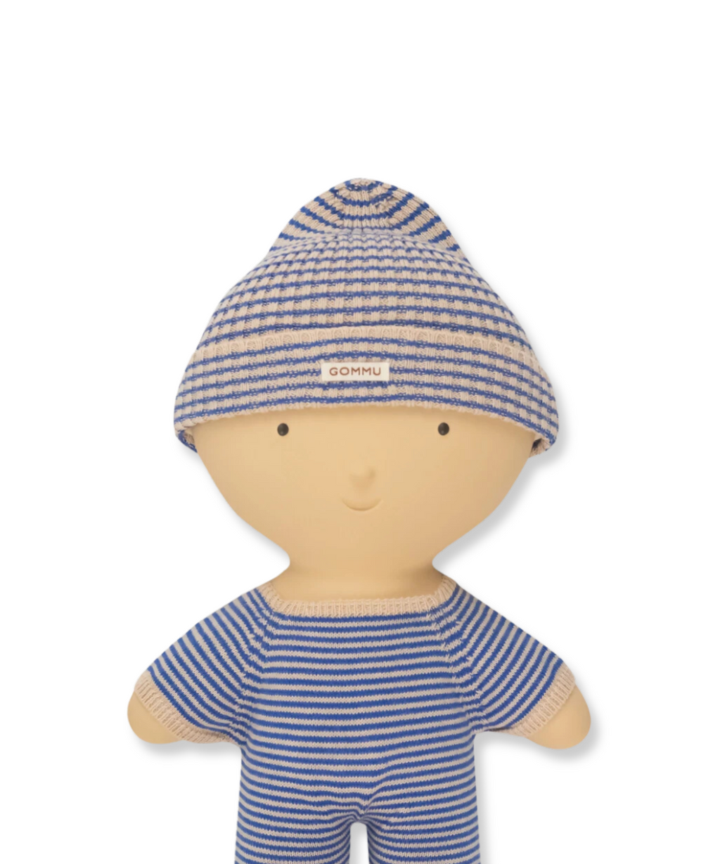 Gommu Big Stripes Beanie – Light Cream / Blue French Stripes We are Gommu