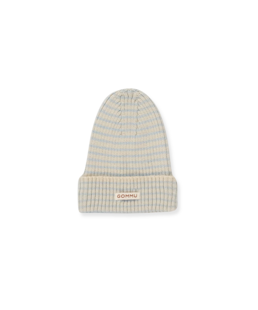 Gommu Big Stripes Beanie – Blue Sky / Sand French Stripes We are Gommu